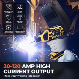 Portable Welding Machine, 110V IGBT Inverter Handheld Welding Machine with 6 Variable Current Adjustment, 20-120Amp Welding Output Handheld ARC Welder for 1/16"-1/8" Welding Rods