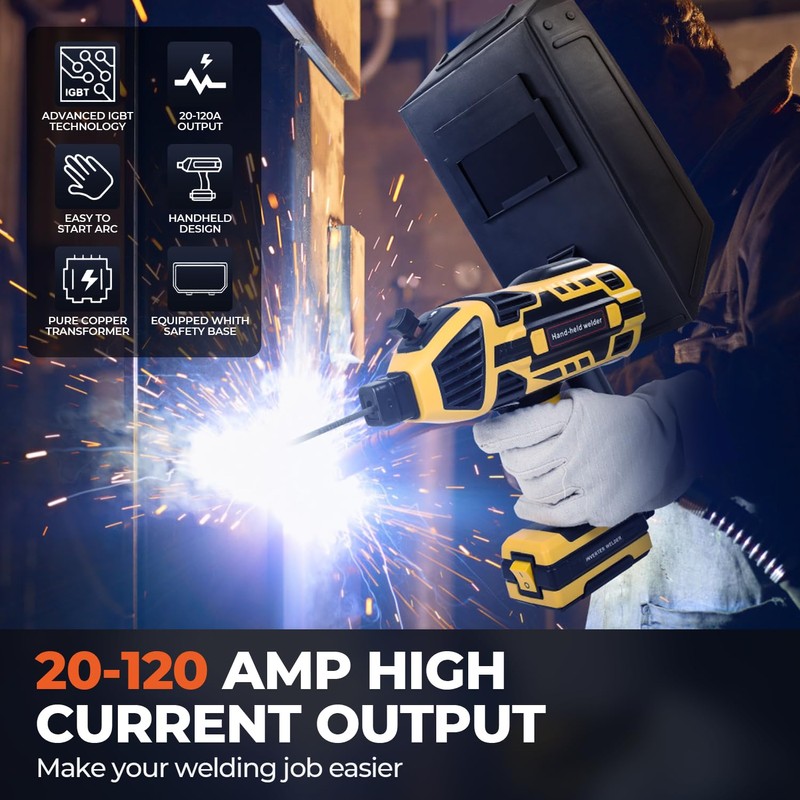 Portable Welding Machine, 110V IGBT Inverter Handheld Welding Machine with