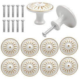 AvoDovA 10PCS Kitchen Cabinet Knobs Drawer Pulls Ideal Door Knobs Set,White Drawer Handles Furniture Knobs Set Pull Handles for Kitchen Cabinet Cupboard Drawer Furniture Decoration