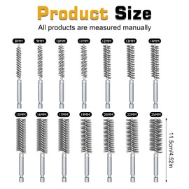 14 Piece Wire Brush Drill: Steel Brush Hole Wire Brushes Diameter 8/9/10/11/12/13/14/15/16/17/19/20/22/25 mm, Cylinder Wire Brush Delta Steel Hole Brush