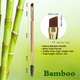 Duo Eyebrow and Eyelash Brush Set - Spoolie and Angled Brow Brush for Eye Makeup (5pcs, Yellow)