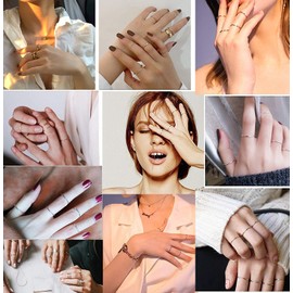 Thunaraz 15PCS Midi Knuckle Rings Set for Women Stainless Steel Ring Simple Stackable Rings Statement Stacking Rings Plain Band Rings Comfort Fit Size 4 to 9