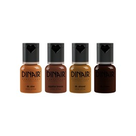 Dinair Airbrush Makeup Foundation | 4pc Camouflage Neutralizer Set | Dark Shades | Covers Scars, Acne, Tattoos, Under Eye Circles, Sun Spots, Vitiligo