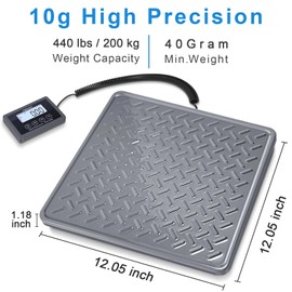 THINKSCALE Shipping Scale, 440lb/1oz Digital Heavy Duty Postal Scale, Strong Steel Platform, Postage Scale with Hold/Tare/LCD Display, Scale for Packages, Luggage Scale, Battery&AC Adapter Included
