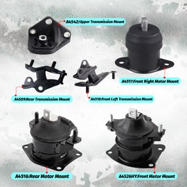 Engine Motor and Transmission Mount Kit Set of 6 Compatible with 2003/ 2004/ 2005/ 2006/ 2007 Accord 2.4L, Replaces# A4526HY A4517 A4509 A4542 A4516 A4510