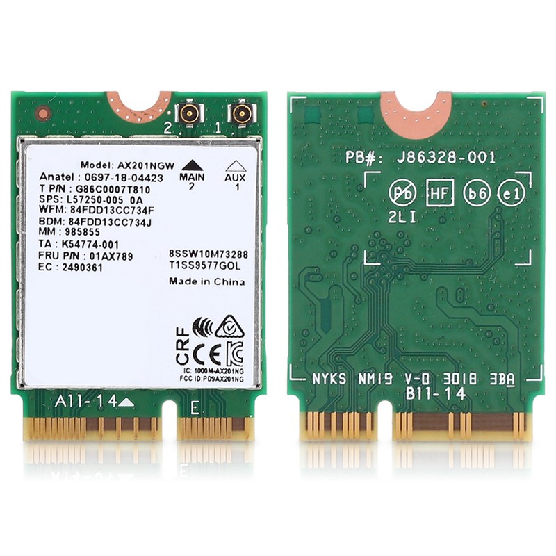 Network Card for Intel AX201NGW WIFI 6 Gigabit 2400M M.2.CNVio2
