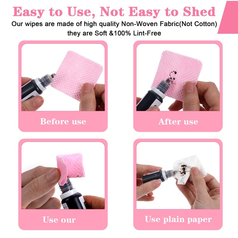 simarro 1000 Pcs Lint Free Nail Wipes, Pink Non-Woven Soft