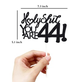 Decoración para tartas de 44 cumpleaños, decoración para tartas de 44 cumpleaños, purpurina negra, divertida decoración para tartas de 44 cumpleaños para hombres, decoración de 44 cumpleaños para mujeres, decoración para tartas de 44 cumpleaños, cuarenta