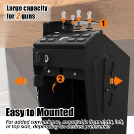 PATRON Gun Safe for handgun, Biometric Gun Safe box for pistols，hidden Wall or Desk Mounted fingerprint safes for nightstand,Bedside,Truck，electronic Quick Access shotgun safe box