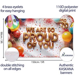 We Are So Proud Of You Banner - Congratulations Banner - Congratulations Decorations - Well Done - Happy Graduation for Prom - 5x3ft (White)