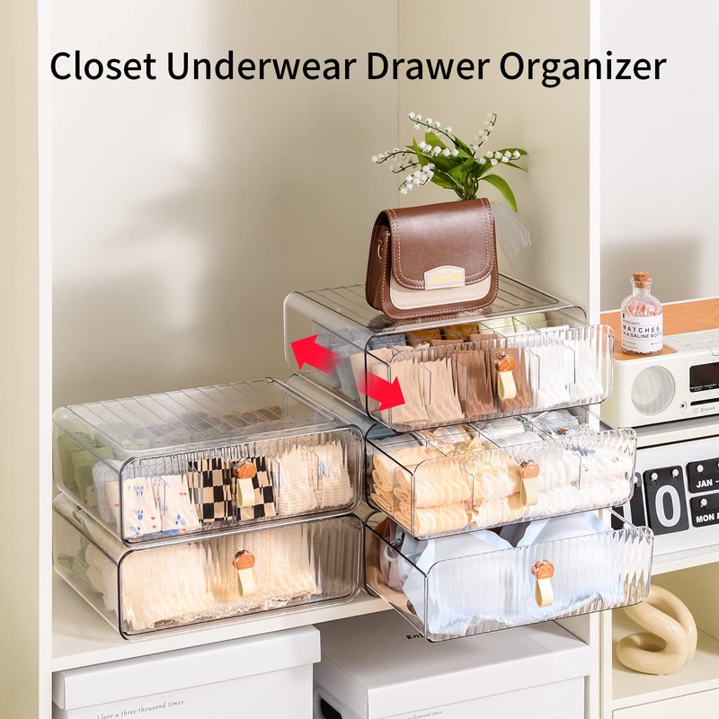 MSHOMELY Underwear Drawer Organizer, Stackable Bra Organizer for Closet, 1