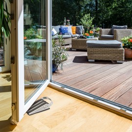 Stainless Steel Doorstops Wedge-Shaped Set Of 2 Rubberised