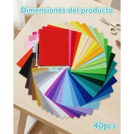 Fieltro De Colores, 40 Láminas De Fieltro Para Manualidades, Proyectos Creativos y Decoración, Material Para Manualidades Infantiles y Actividades Educativas, Versátil Para Costura y Bordado