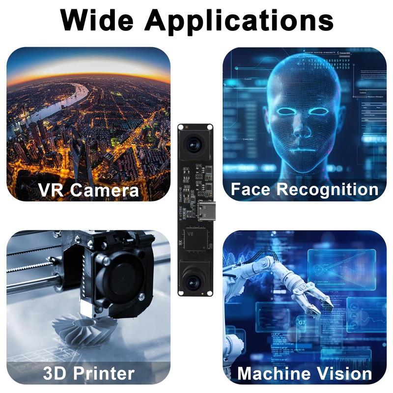Hotpet 3D Stereo Dual Lens USB Camera Module, 1080P 60fps,