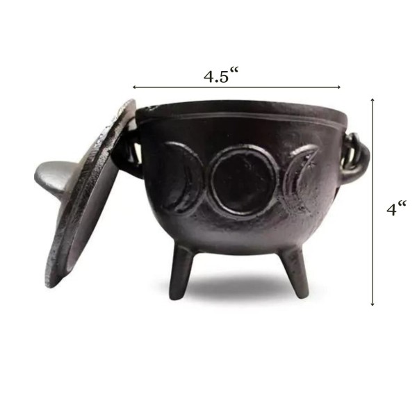 Witch Cast Iron Cauldron Triple Moon witchcraft, ritual, witchy