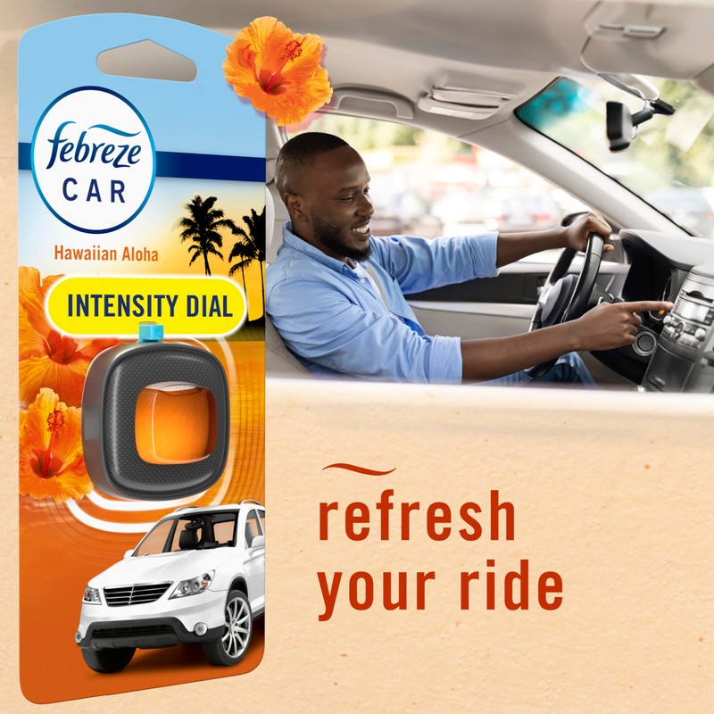 Febreze Car Odor-Fighting Air Freshener Vent Clip, Hawaiian Aloha, 1