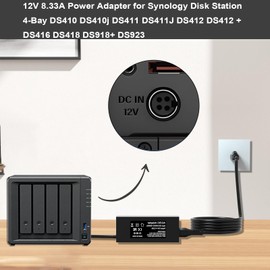 12V 8.33A Power Supply for Synology DS918+ Disk Station Compatible with DS410 DS410j DS411 DS411J DS412 DS412 + DS416 DS418 DS923+ DiskStation Network Storage NAS Server Power Adapter Charger Cord