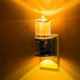 L LOHAS LED Flameless Candle Night Light, Amber Night Lights Plug into Wall, 0-100LM Dimmable Nightlight, LED Candle Night Light with Light Sensor, for Dinning Room, Living Room, Bathroom, Hallway