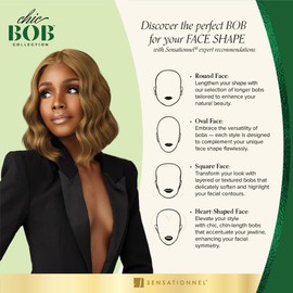 Sensationnel Chicbob Lace Frontwig - Lob Unit 2 Face Framing Glueless Wig Wide 5 Inch Deep Part Synthetic Preplucked Hairline (CHOCOLATECOPPER)