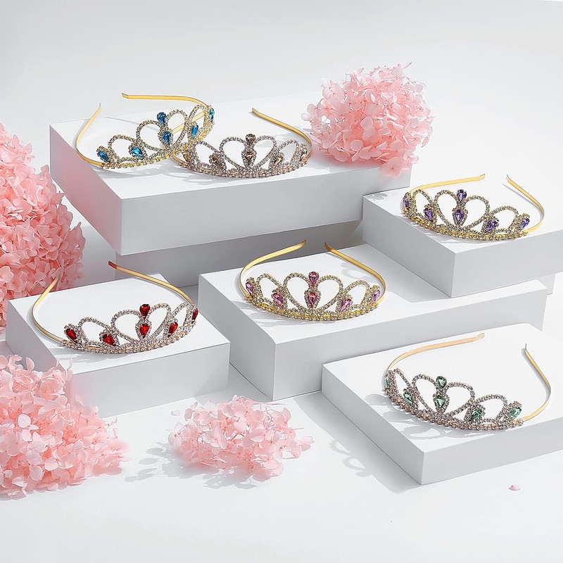 Lovelyshop - Tiara dorada con diamantes de imitación para niños