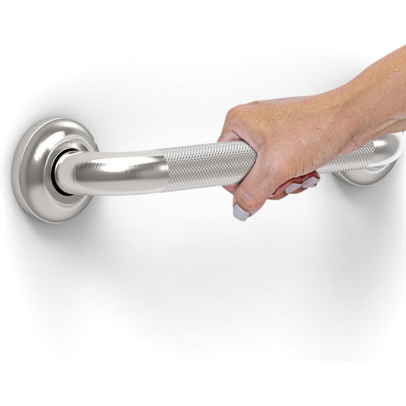 Grab Bar with Knurled Anti-Skid Grip, ADA Compliant 500lbs Supporting,