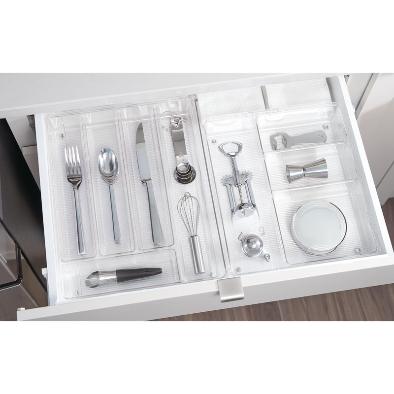 iDesign Expandable Cutlery Drawer Organizer –Linus Collection – Clear