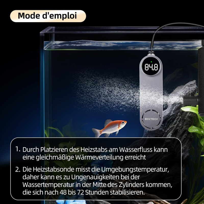 boxtech Aquarium Heater 100W Thermostat Adjustable Aquarium Heater with Temperature