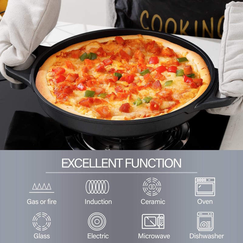 S·KITCHN Cast Aluminum Griddle Pan for Stovetop with Lid -