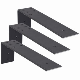 WEKIS 10 Inch Countertop Support Bracket, 3 Pack Solid Iron Steel Heavy Duty Hidden Floating L Shelf Brackets 1/4 Inch Thick, Shelving Support Metal Hardware for Mantel Granite Countertop