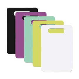 5 Pcs Plastic Chopping Board Set, BPA-Free, 29 x 19cm Flexible Cutting Board Mats with Handle, Non-Slip Cutting Pad for Kitchen, Dishwasher Safe(Multicolour)