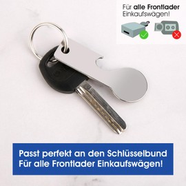 2 Shopping Trolley Removers Made of Stainless Steel | Shopping Trolley Key Fob for Front Loader Shopping Trolley | Removable Shopping Trolley Token Keyring with Bottle Oppener Desigh
