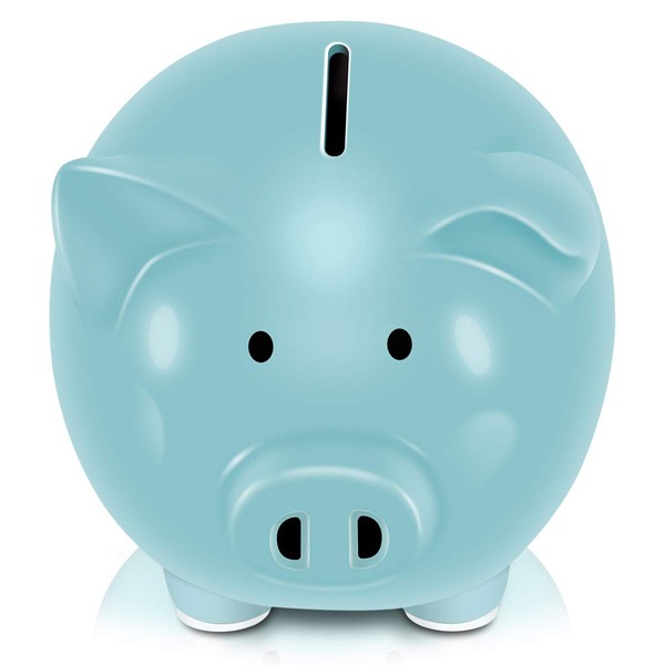 Koicaxy Piggy Bank, Child to Cherish Ceramic Pig Piggy Banks Money Bank Coin Bank for Boys Kids Girls (Blue)