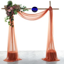 MDS Pack of 1 Panel (30" Width x 30ft Long) Wedding Arch Draping Fabric Sheer Chiffon Arbor Canopy Drapery for Wedding Ceremony Reception Decoration Party Ceiling Backdrop Curtain Swag - Terracotta