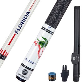 SHOOTERS Billiard Pool Cue Stick 2-Piece 58” Fast Joint Maple Wood Florida Style (19-21 Oz) (19, Ounces)