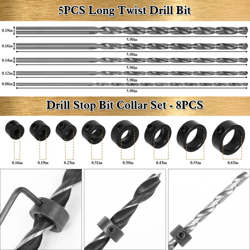LAMPTOP 39-Pcs Woodworking Chamfer Drilling Tools Including 1-Pcs Bolt-Deburring Tool,