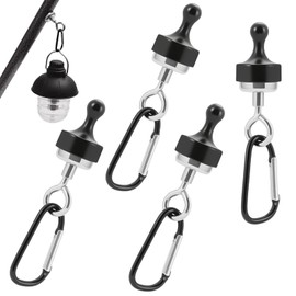 Vylro Pack of 4 Magnetic Hooks with Counterpart, Punch-Free Magnetic Hooks, Black with Carabiner, Camping Magnets, Car Hook Magnet with D-shaped Hanging Buckle, for Camping, Garage, Kitchen, Studios