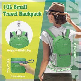 ZOMAKE Folding Backpack, Outdoor Bag, 3.2 gal (10 L), Small, Ultra Lightweight, Waterproof, Attack Sack, Eco Bag, Daypack, For Mountain Climbing, Camping, Travel, Sports, Running, Bicycle, Gym,