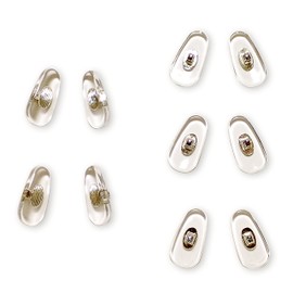 SUNNS Nose Pads (Hard Type) Box Butterfly, Small Size (Drop Shape), Silver Color, 5 Pairs, Silver