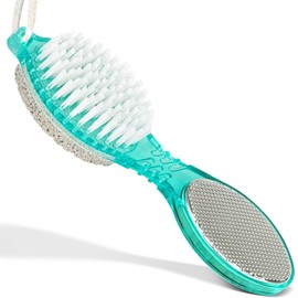 DecorRack (4 in 1) Pedicure Paddle Kit Tool with Pumice Stone for Feet, Foot Hand Toe Nail Cleaning Brush, Metal File and Emery Board, Manicure Foot Rasp Callus Remover Pedi Set (Green, 1 Pack)