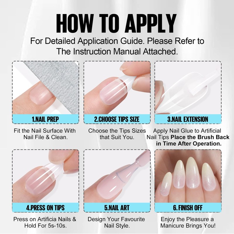 TOMICCA Nail Tips for Gel Nails with Nail Glue Set,