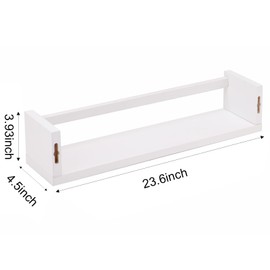 Fixwal Nursery Book Shelves, 23.6 Inch Floating Bookshelf for Wall, Set of 3, Nursery Decor, Solid Wood Wall Mounted Shelves for Books, Toys and Decor Storage (White)