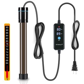 Orlushy 500W Submersible Aquarium Heater, Adjustable Fish Tank Heater with Digital Display External Controller, Overheat Protection and Free Thermometer for 55-80 Gallons Freshwater and Saltwater Tank