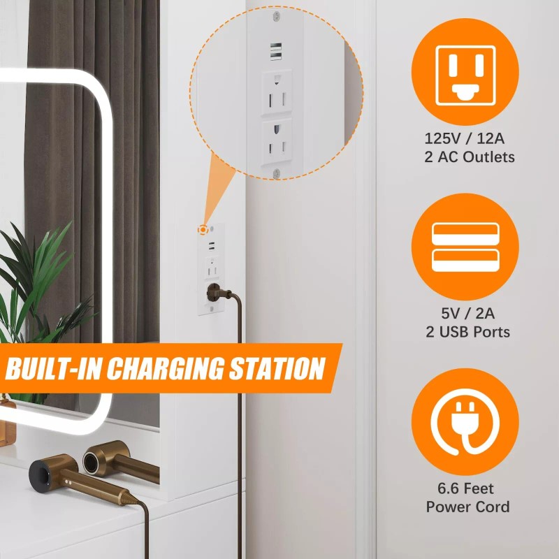 Jojoka Vanity Makeup Dressing Table Set w/Stool 4 Drawer, Sliding