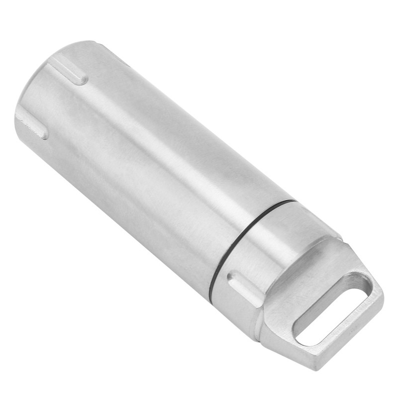 Portable Waterproof Stainless Steel Pills Case Container Bottle Keychain for