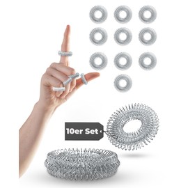 NEOLYMP Acupressure Ring Set of 10 – Anti-Stress Finger Massage Rings – Elastic Stress Ring for Your Wellbeing – High-Quality Stainless Steel – Skills Set for Panic Attacks & ADHD Aids