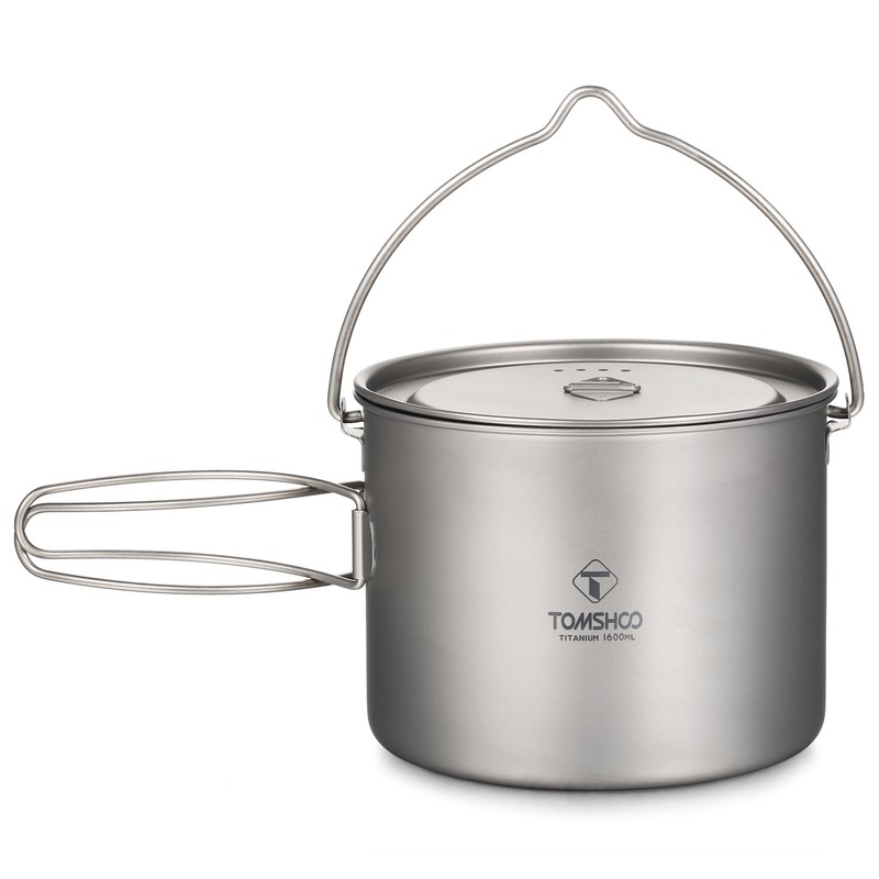 TOMSHOO Titanium Pot 750ml/900ml/1100ml/1600ml/2000ml/2800ml Ultralight Hanging Pot with Lid and