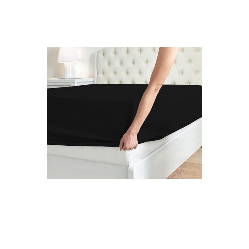 Rayyan Linen Extra Deep Fitted Sheet Black Color 16 Inched