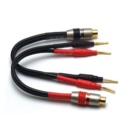 WJSTN RCA Speaker Adapter - 6 Inch Flex Pin Banana Plugs to RCA Female Audio Cable - 2 Pack