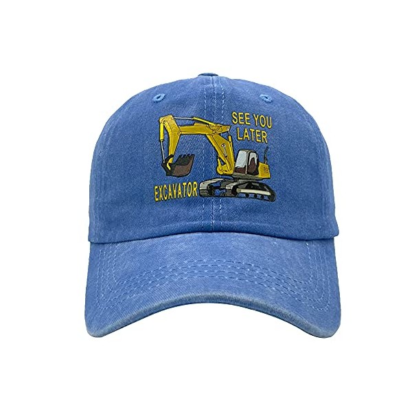 NVJUI JUFOPL Boys' See You Later Excavator Baseball Cap Washed Vintage Funny Dad Hat Blue