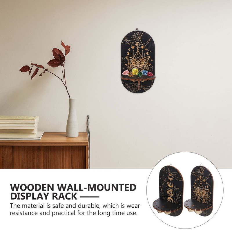 Operitacx 2pcs Wooden Display Stand Wall-mounted Crystal Shelf Bohemian Decor